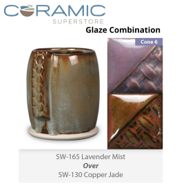 Lavender Mist SW165 over Copper Jade SW130 Stoneware Glaze Combination Lavender Mist SW165 over Copper Jade SW130 Stoneware Glaze Combination